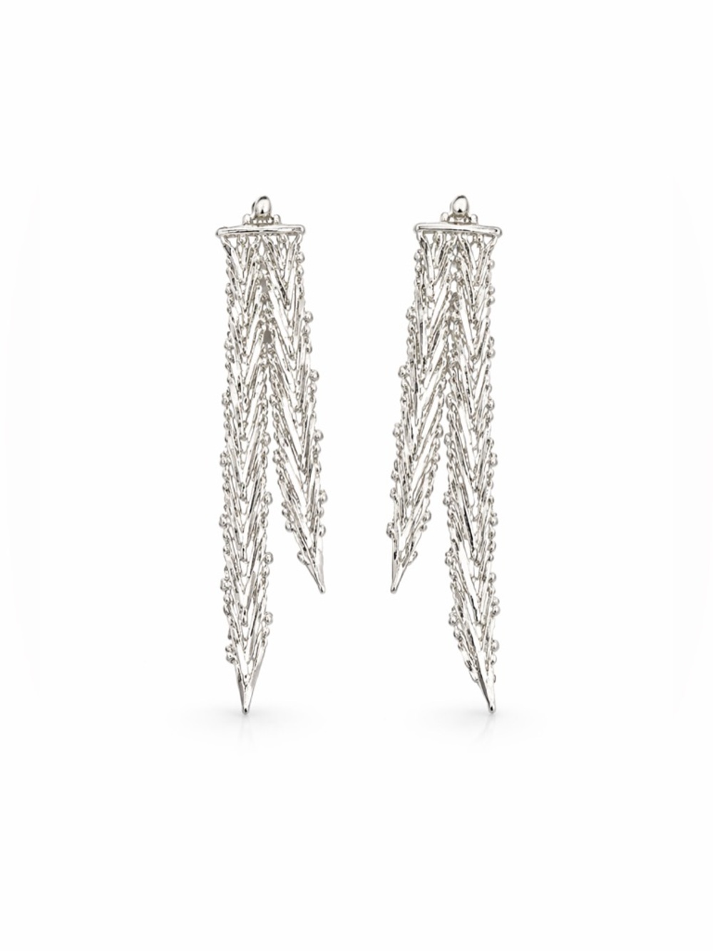 Vintage 1980s Sterling Silver 925 Dangle V Shaped Link Chain Earrings